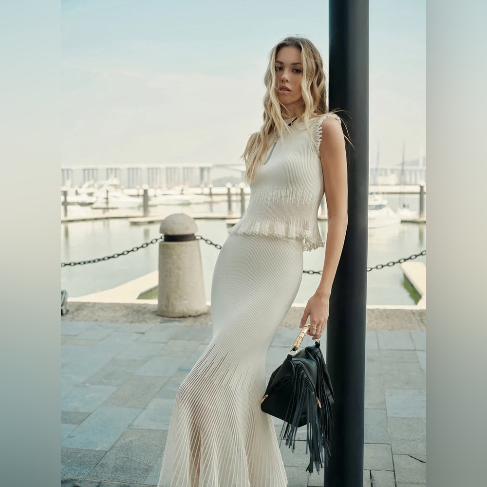 Mesh Panel Ribbed Skirt - Picture 5 of 14
